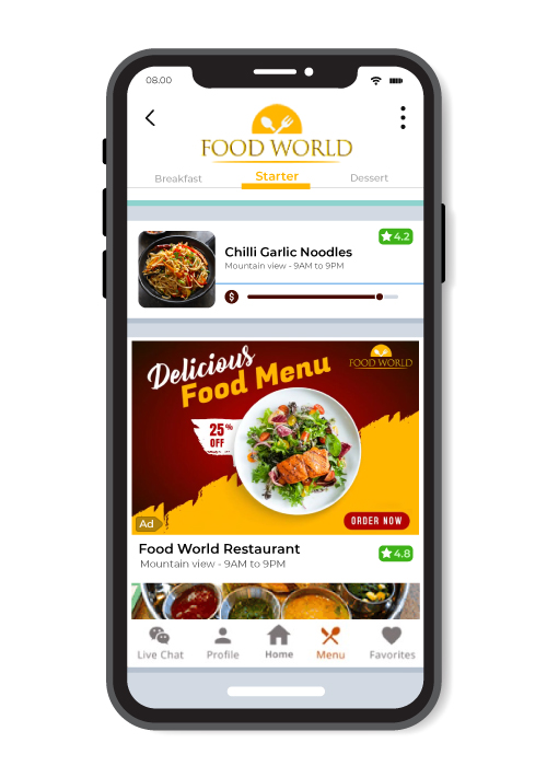 A mockup depicting how native ads look within an app.